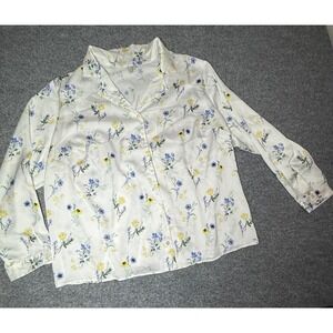 ASOS White Floral Print Button-Down‎ Blouse Women's Size 18